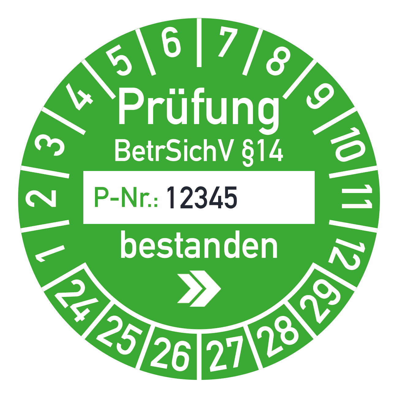 UVV Plakette mit eigener Nummer grün