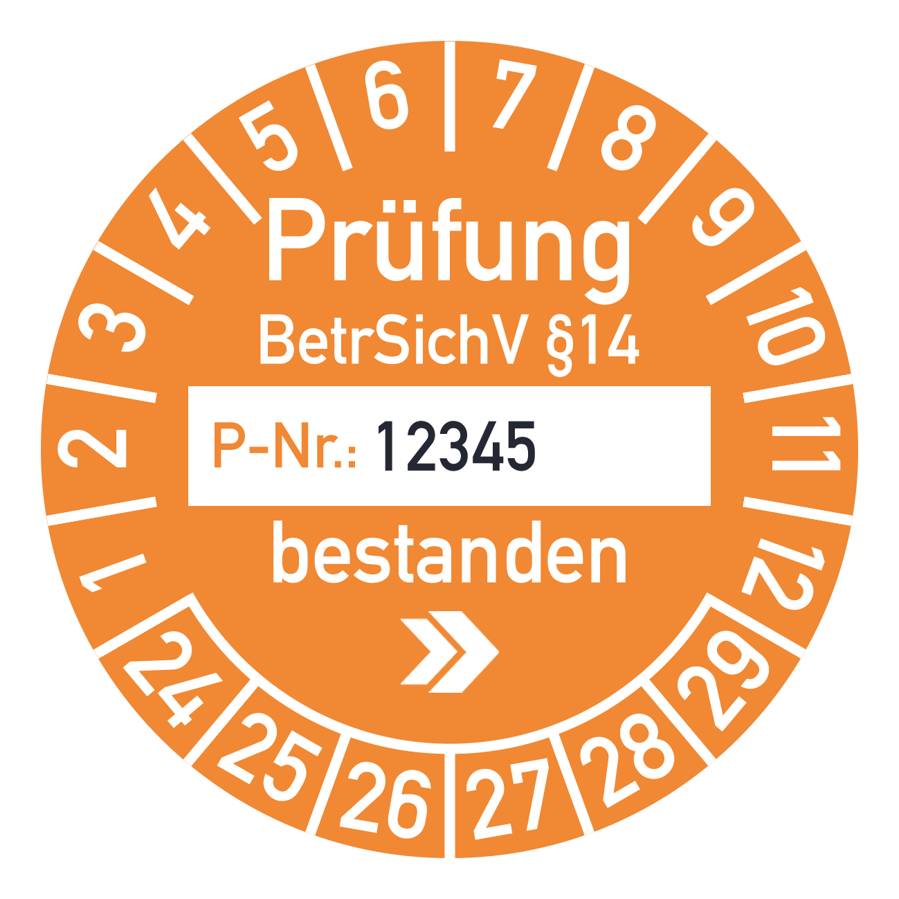 UVV Plakette mit eigener Nummer orange