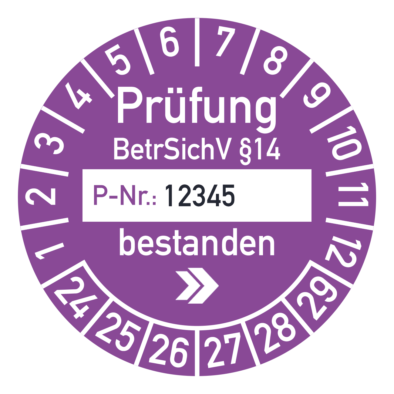 UVV Plakette mit eigener Nummer Lila